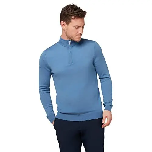 Produktbild: Callaway Golf Herren-gewellten 1/4 Zip Pullover Merino - Blau Horizon - S
