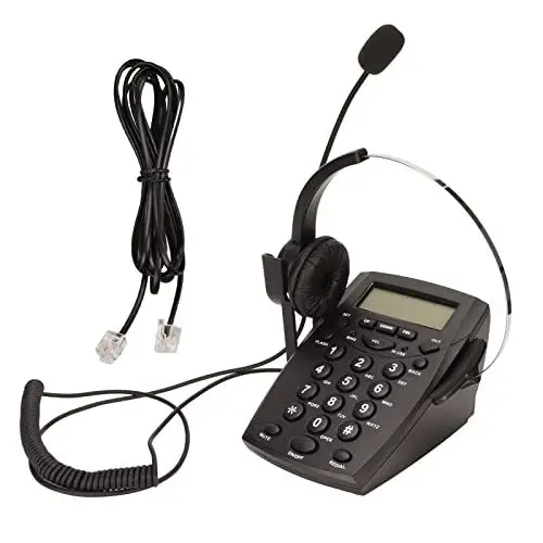 Produktbild: Callcenter-Telefon, Schnurgebundenes Telefon mit Rauschunterdrückung, Headset-Mikrofon, FSK-DTMF-Wähltasten-Anrufer-ID, Einstellbare Lautstärke, Headset-Telefonsystem