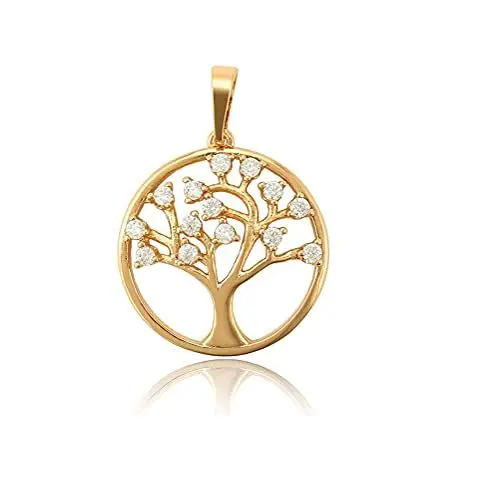 Produktbild: Callissi Lebensbaum Kette Glückbringer Fruchtbarkeit Damen-Schmuck Gold 18 Karat vergoldet goldene Halskette (50)