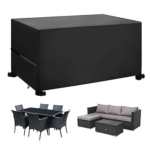 Produktbild: Callni Abdeckung für Gartenmöbel, Wasserdicht Abdeckplane 420D Oxford Gewebe mit Windfest Klipse, Winterfest Anti-UV Gartentische Schutzhülle für Balkonmöbel Möbelsets Lounge 230x165x70cm