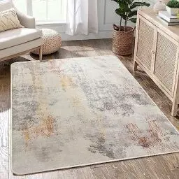 Produktbild: Calore Teppiche für Wohnzimmer, Schlafzimmer, Esszimmer, Rutschfester, weicher Kurzflor-Teppich, Abstrakter Grauer schicker Teppich für einfache Reinigung (Abstraktes Grau, 160 x 200 cm)
