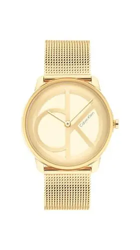 Produktbild: Calvin Klein Analog Quarzuhr Für Männer und Frauen Kollektion Iconic MESH - 35MM mit Goldfarben Edelstahl-Mesh-Gliederarmband - 25200034