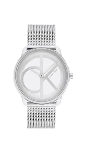 Produktbild: Calvin Klein Analog Quarzuhr Für Männer und Frauen Kollektion Iconic MESH - 35MM mit Silbernes Edelstahl-Mesh-Gliederarmband - 25200032