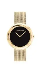 Produktbild: Calvin Klein Analog Quarzuhr für Damen Kollektion Twisted Bezel mit Goldfarben Edelstahl-Mesh-Gliederarmband - 25200012