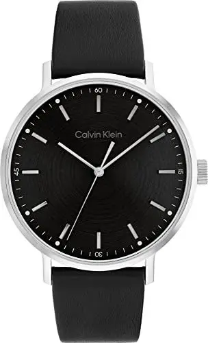 Produktbild: Calvin Klein Analog Quarzuhr für Herren Kollektion MODERN MESH mit Schwarzes Lederarmband - 25200050