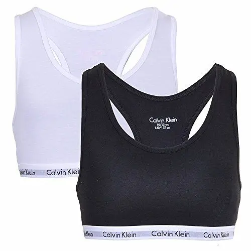 Produktbild: Calvin Klein Damen 2er Pack BH Bralettes Stretch, Mehrfarbig (White/Black), 10-12 Jahre