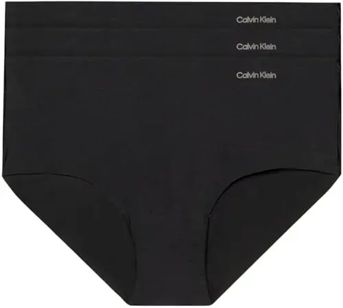 Produktbild: Calvin Klein Damen 3er Pack Hipsters Nahtlos, Schwarz (Black/Black/Black), M