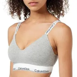 Produktbild: Calvin Klein Damen BH Bralette Lightly Lined Vorgeformt, Grau (Grey Heather), L