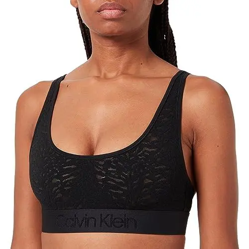 Produktbild: Calvin Klein Damen BH Bralette Unlined mit Spitzen-Details, Schwarz (Black), L