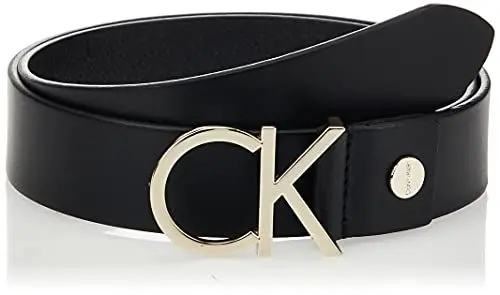 Produktbild: Calvin Klein Damen CK ADJ.LOGO BELT 3.5CM Gürtel,, per pack Schwarz (BLACK LEATHER & LIGHT GOLD BUCKLE 910), 80|#80|#6621 (Herstellergröße: 80)
