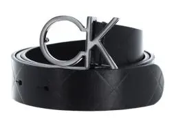 Produktbild: Calvin Klein Damen Gürtel Re-Lock Quilt Ck Logo Belt 30mm Ledergürtel, Schwarz (Ck Black), 90