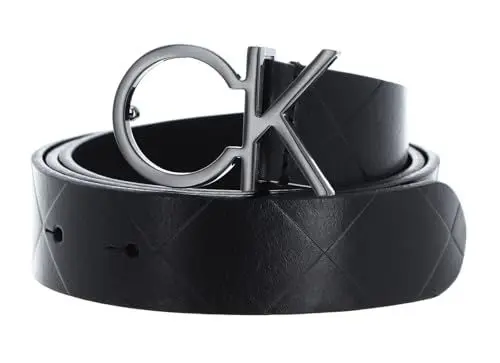 Produktbild: Calvin Klein Damen Gürtel Re-Lock Quilt Ck Logo Belt 30mm Ledergürtel, Schwarz (Ck Black), 90