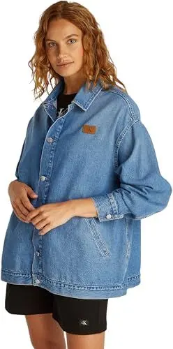 Produktbild: Calvin Klein Damen Jeansjacke Denim Overshirt Oversized, Blau (Denim Light), M