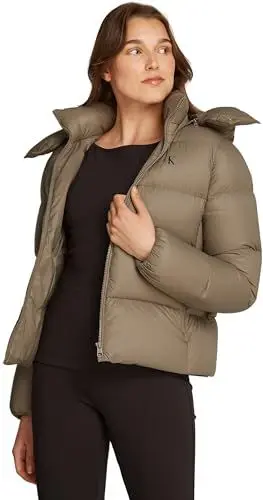 Produktbild: Calvin Klein Damen Pufferjacke Down Short Puffer mit Kapuze, Brindle (Beige), XL