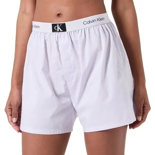 Produktbild: Calvin Klein Damen Pyjamahose Boxer Kurz, weiß (Lavender Blue), XL