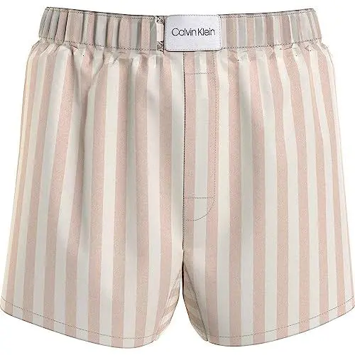 Produktbild: Calvin Klein Damen Pyjamahose Boxer Slim Kurz, Mehrfarbig (Chambray Stripe_Stone Grey), S