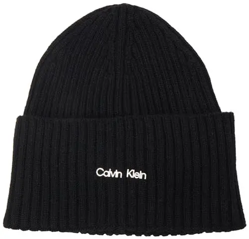 Produktbild: Calvin Klein Damen Strickmütze Ck Must Logo Beanie Wintermütze, Schwarz (Ck Black), Onesize