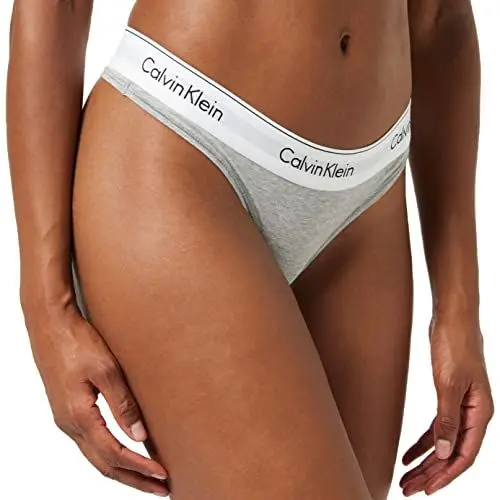Produktbild: Calvin Klein Damen String Thong Unterwäsche, Grau (Grey Heather), XL