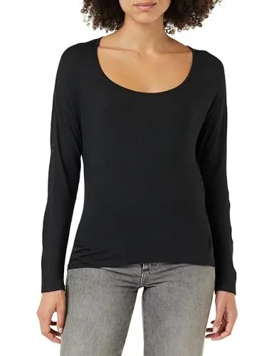 Produktbild: Calvin Klein Damen Sweatshirt L/S Curve Neck Stretch, Schwarz (Black), L