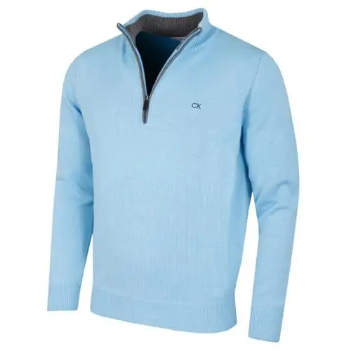 Produktbild: Calvin Klein Herren 1/2 Zip CK Golfpullover – Babyblau – XL