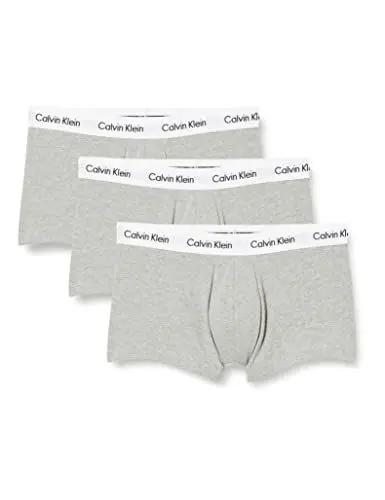 Produktbild: Calvin Klein Herren Boxershorts Low Rise Trunks aus Baumwolle mit Stretch, Grau (Grey Heather), M