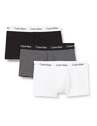 Produktbild: Calvin Klein Herren Boxershorts Low Rise Trunks aus Baumwolle mit Stretch, Mehrfarbig (White/B&W Stripe/Black), L
