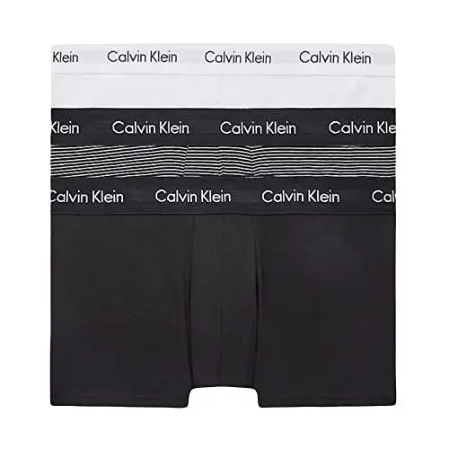 Produktbild: Calvin Klein Herren 3er Pack Boxershorts Low Rise Trunks Unterwäsche, Mehrfarbig (White/B&W Stripe/Black), XL