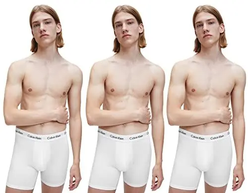 Produktbild: Calvin Klein Herren Boxershorts Low Rise TRUNK, 3er Pack U2664G, Ohne Eingriff, Mehrfarbig ( Weiß ) - X-Large