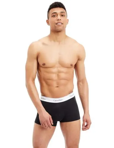 Produktbild: Calvin Klein Herren 3er Pack Boxershorts Trunks Baumwolle mit Stretch, Mehrfarbig (Phantom, Cinnabar, Rabbit), L