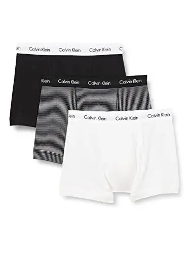 Produktbild: Calvin Klein Herren Boxershorts Trunks aus Baumwolle mit Stretch, Mehrfarbig (White/B&W Stripe/Black), M