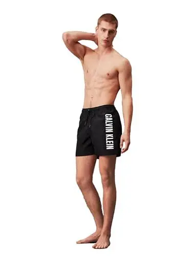 Produktbild: Calvin Klein Herren Badehose Medium Drawstring Lang, Schwarz (Pvh Black), M