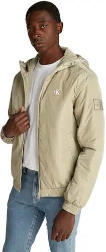 Produktbild: Calvin Klein Herren Jacke Padded Hooded Harrington Übergangsjacke, Beige (Nordic Dust), XL