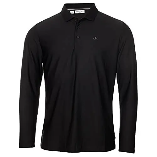 Produktbild: Calvin Klein Herren Langarm-Licht Zentrale Golf-Polo-Hemd - Schwarz - XXL