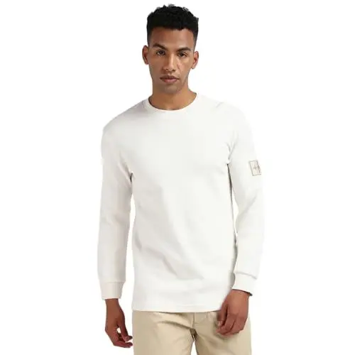 Produktbild: Calvin Klein Herren Badge Waffle LS Tee J30J323485 Langarm Strickoberteile, Weiß (Ivory) ,L