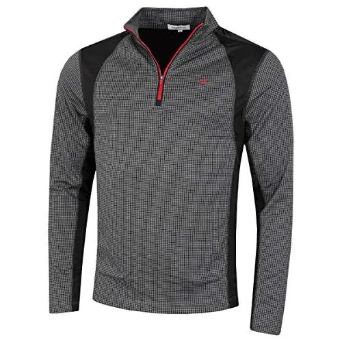 Produktbild: Calvin Klein Herren Micro Grid Half Zip Mid Layer - Schiefer/Rot - M.