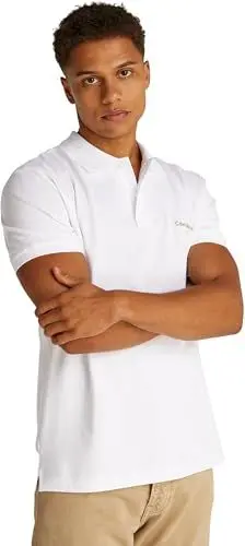 Produktbild: Calvin Klein Herren Poloshirt Kurzarm Monologo Regular Fit, Weiß (Bright White), XS