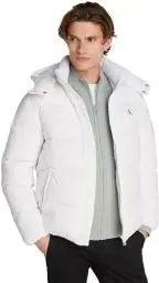 Produktbild: Calvin Klein Herren Pufferjacke Essentials Down Jacket mit Kapuze, Weiß (Bright White), M