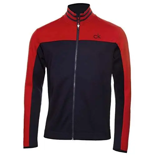 Produktbild: Calvin Klein Herren Retro Wicking Full Zip Fleece Pullover - Marine/Rot - L