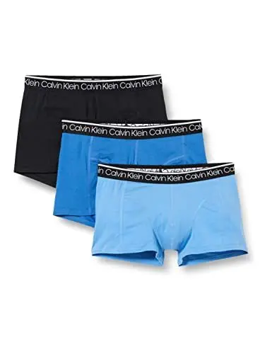 Produktbild: Calvin Klein Herren Boxershorts Trunks Unterwäsche, Mehrfarbig (Black/Delft/Silver Lake Blue), S