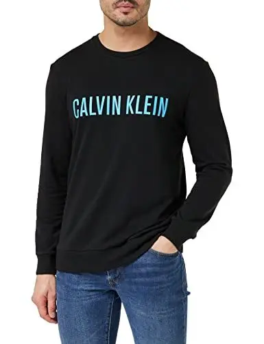 Produktbild: Calvin Klein Herren Sweatshirt ohne Kapuze, Schwarz (Black W/Signature Blue), XL