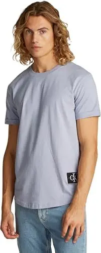 Produktbild: Calvin Klein Herren T-Shirt Kurzarm Badge Turn Up Sleeve aus Baumwolle, Violett (Aleutian), L