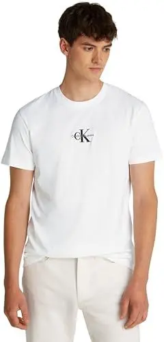 Produktbild: Calvin Klein Jeans Herren Monologo Tee J30j325649 Langarmhemd, Weiß (Bright White), L