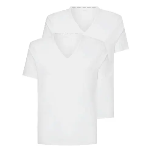 Produktbild: Calvin Klein Herren T-Shirts Kurzarm V Neck V-Ausschnitt, Weiß (White), XL