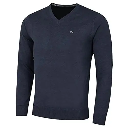 Produktbild: Calvin Klein Herren V-Ausschnitt Soft Cotton Pullover - Marine Marl - L