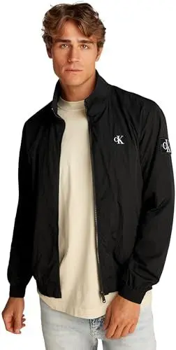 Produktbild: Calvin Klein Herren Windbreaker Jacke Unpadded Harrington mit Stehkragen, Schwarz (Ck Black), XXL