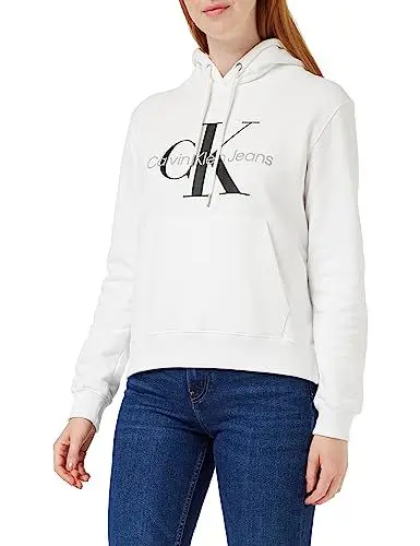 Produktbild: Calvin Klein Damen Hoodie Core Monologo mit Kapuze, Weiß (Bright White) ,XL