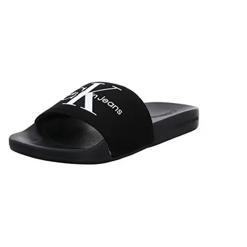 Produktbild: Calvin Klein Jeans Damen Badeschuhe Slide Monogram Co Badelatschen, Schwarz (Black/Bright White), 40