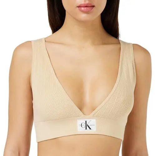 Produktbild: Calvin Klein Jeans Damen Bustier Variegated Rib Sweater Bralette Bralette, Beige (Warm Sand), S