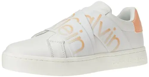 Produktbild: Calvin Klein Jeans Damen Cupsole Sneaker Classic Cupsole Elast Lth Schuhe, Mehrfarbig (Bright White/Apricot Ice), 39 EU