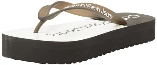 Produktbild: Calvin Klein Jeans Damen Flip Flops Beach Sandal Flatform mit Plateau, Schwarz (Black/Bright White), 39